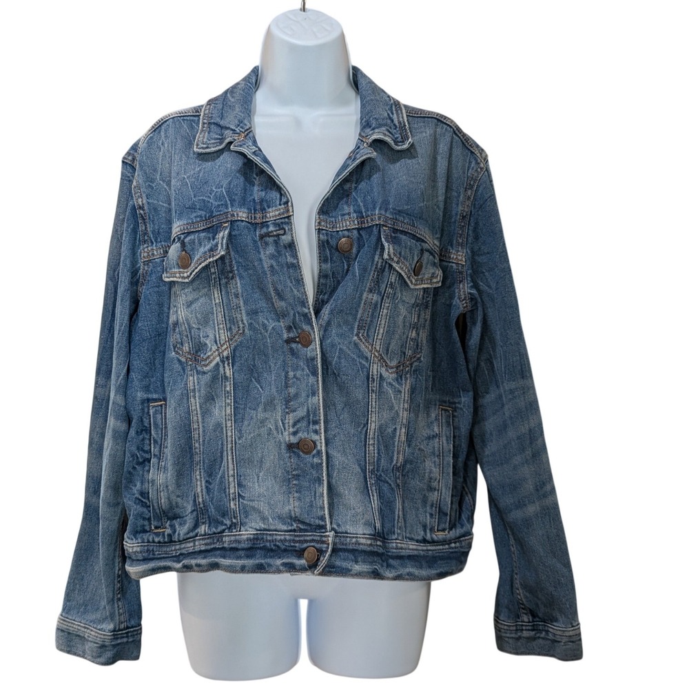 American Eagle AE Outfitters Womens Classic Medium Wash Denim Jacket Large L